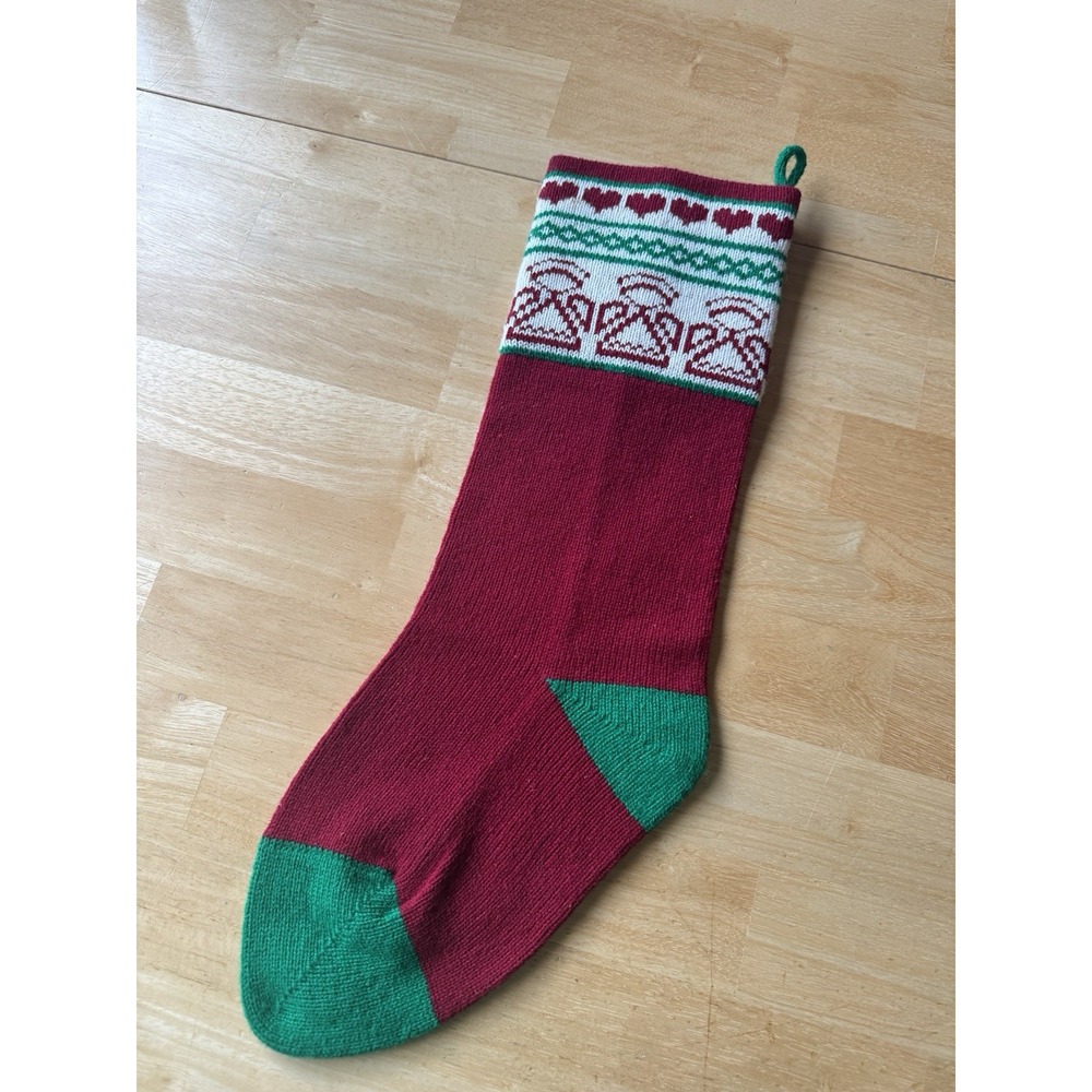Vintage Specialities In Wool Knit Stocking 100% Wool Angels Hearts 1994